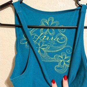 Kirra Blue Tank Top with Yellow Floral Accents